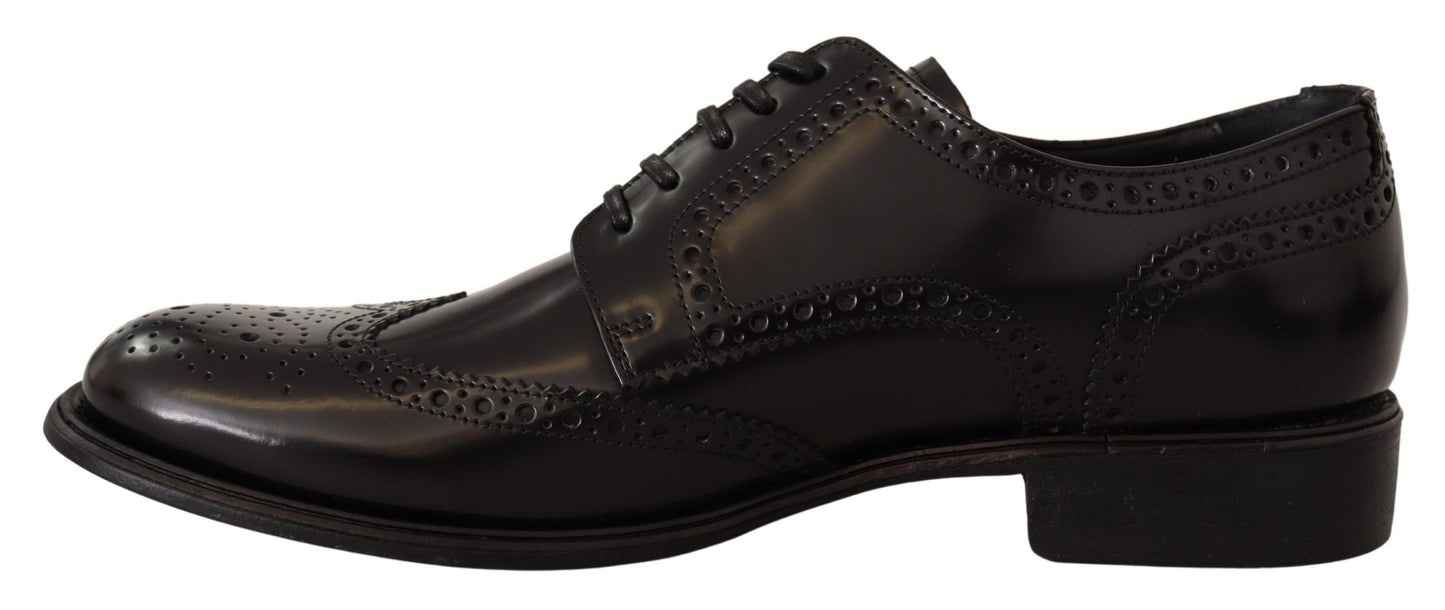 Dolce &amp; Gabbana Black Leather Oxford Wingtip Formal Shoes