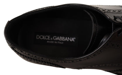 Dolce &amp; Gabbana Black Leather Oxford Wingtip Formal Shoes