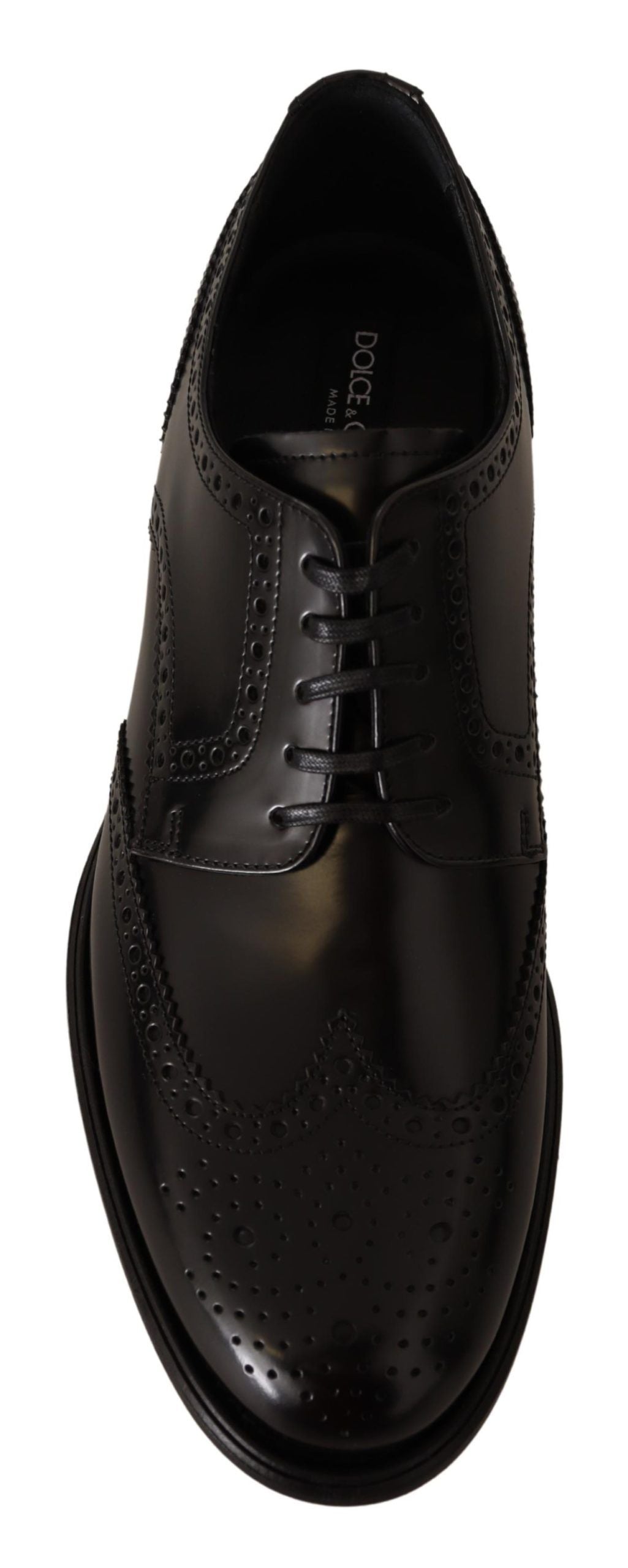 Dolce &amp; Gabbana Black Leather Oxford Wingtip Formal Shoes