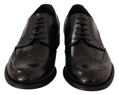 Dolce &amp; Gabbana Black Leather Oxford Wingtip Formal Shoes