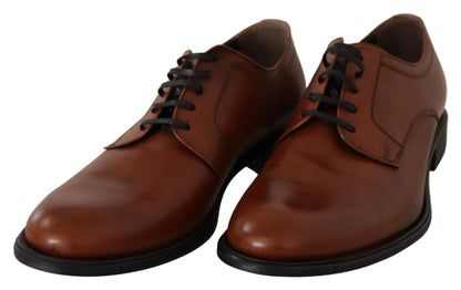 Dolce &amp; Gabbana Brown Leather Lace Up Mens Formal Derby Shoes