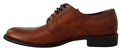 Dolce &amp; Gabbana Brown Leather Lace Up Mens Formal Derby Shoes