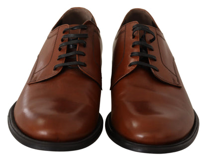 Dolce &amp; Gabbana Brown Leather Lace Up Mens Formal Derby Shoes