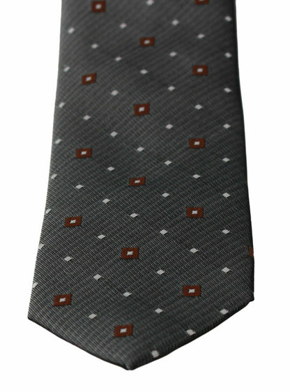 Dolce & Gabbana Elegant Gray Patterned Silk Blend Neck Tie