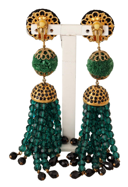 Dolce &amp; Gabbana Elegant Crystal Drop Clip-On Earrings