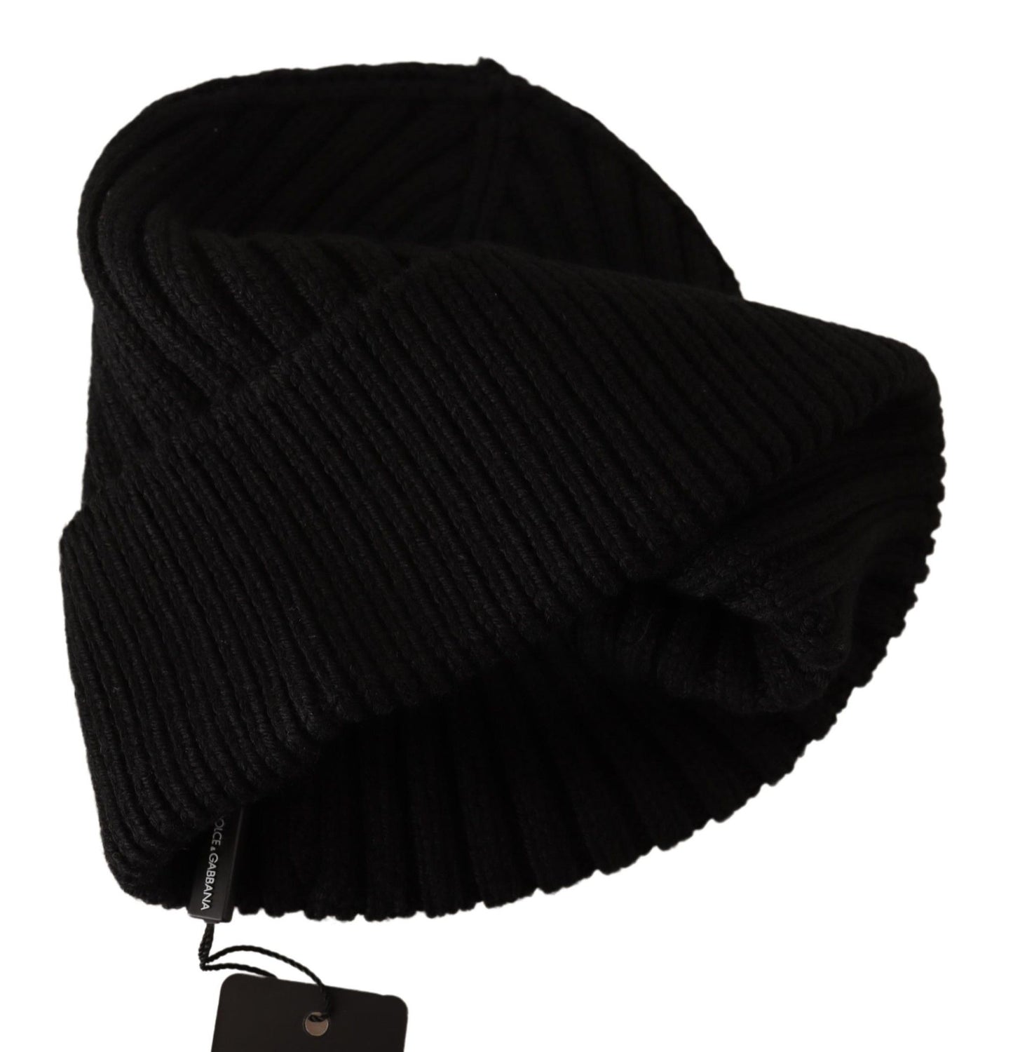 Dolce &amp; Gabbana Elegant Cable Knit Wool Beanie with Fleece Liner