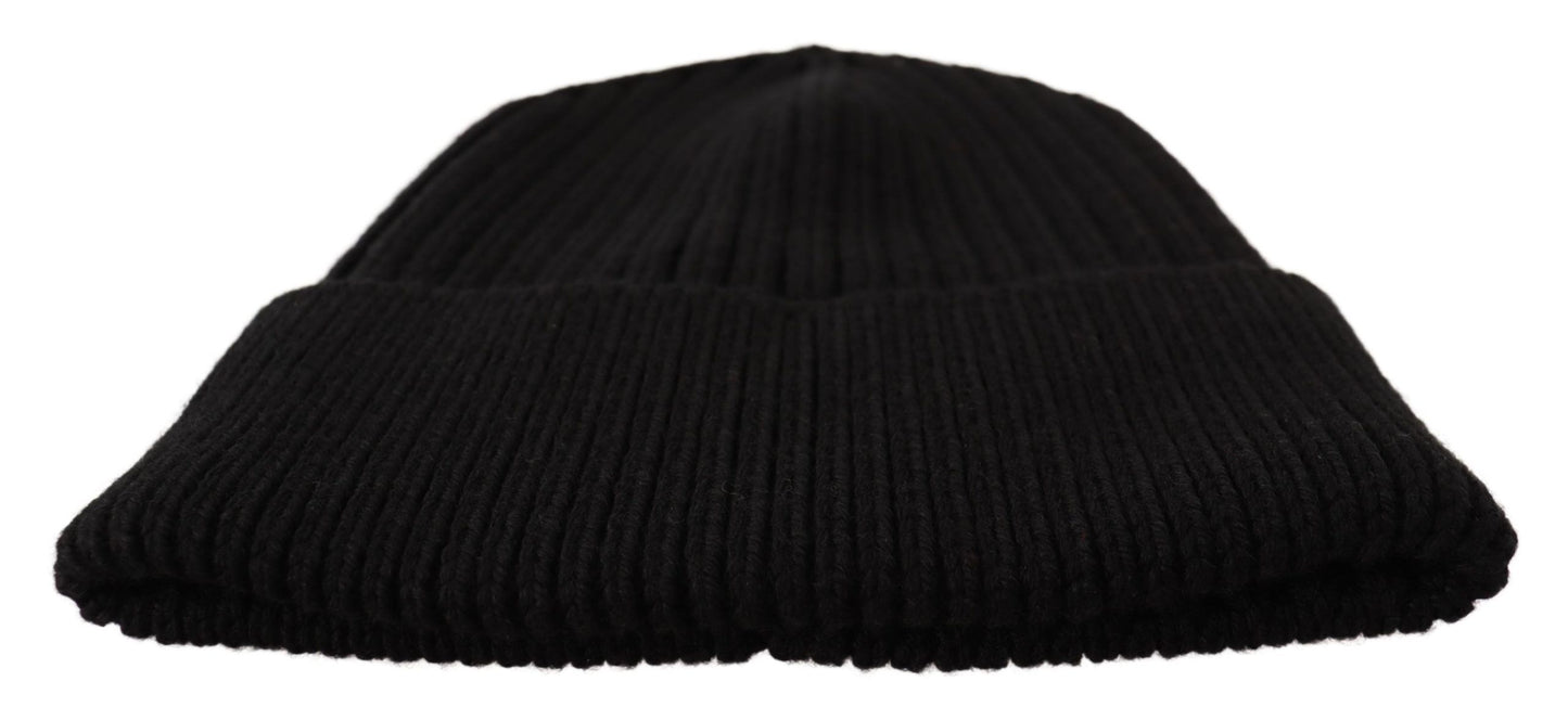 Dolce &amp; Gabbana Elegant Cable Knit Wool Beanie with Fleece Liner