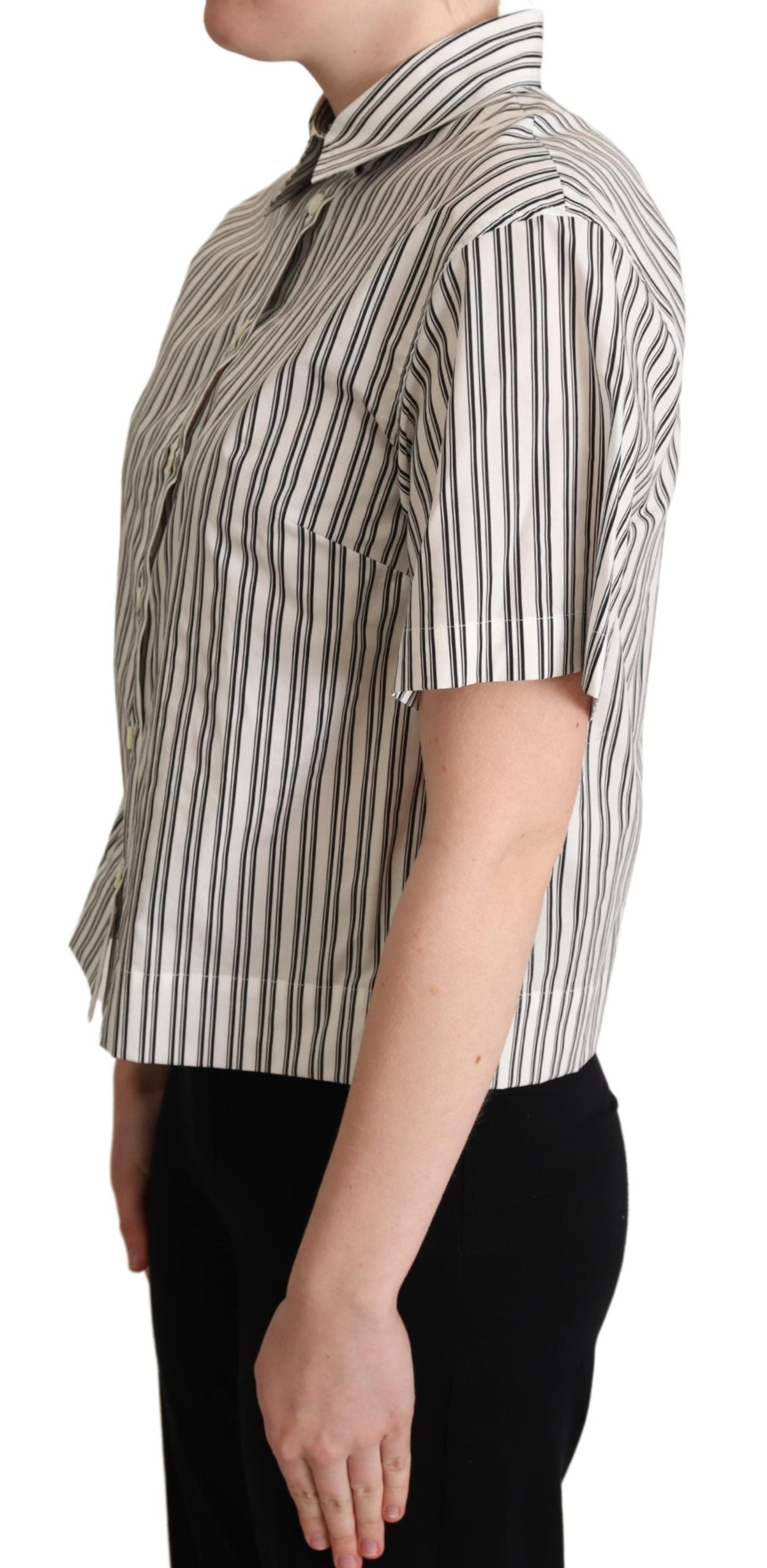 Dolce &amp; Gabbana White Black Striped Shirt Blouse Top