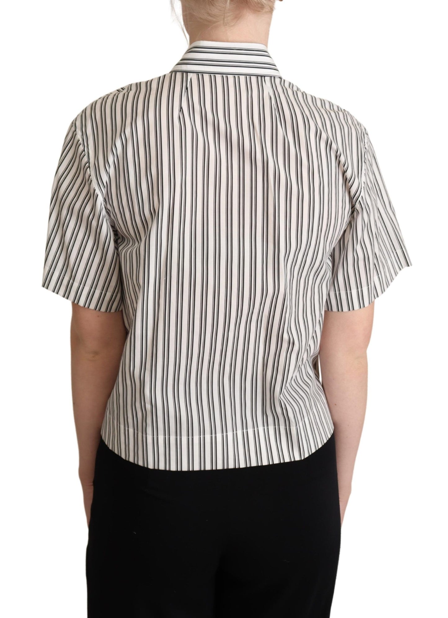 Dolce &amp; Gabbana White Black Striped Shirt Blouse Top