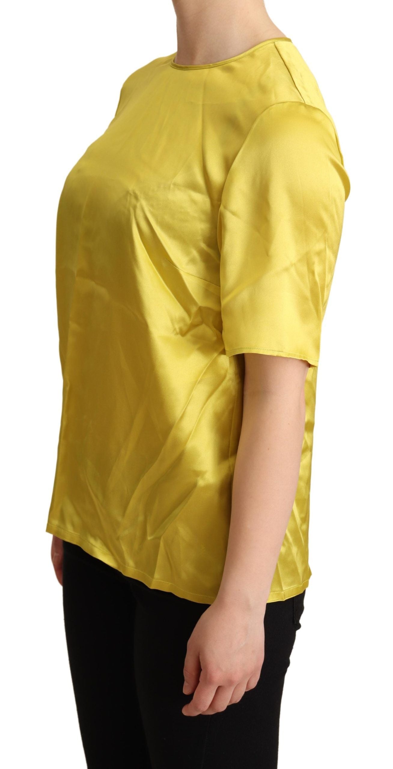 Dolce &amp; Gabbana Yellow Silk Short Sleeve Blouse T-shirt