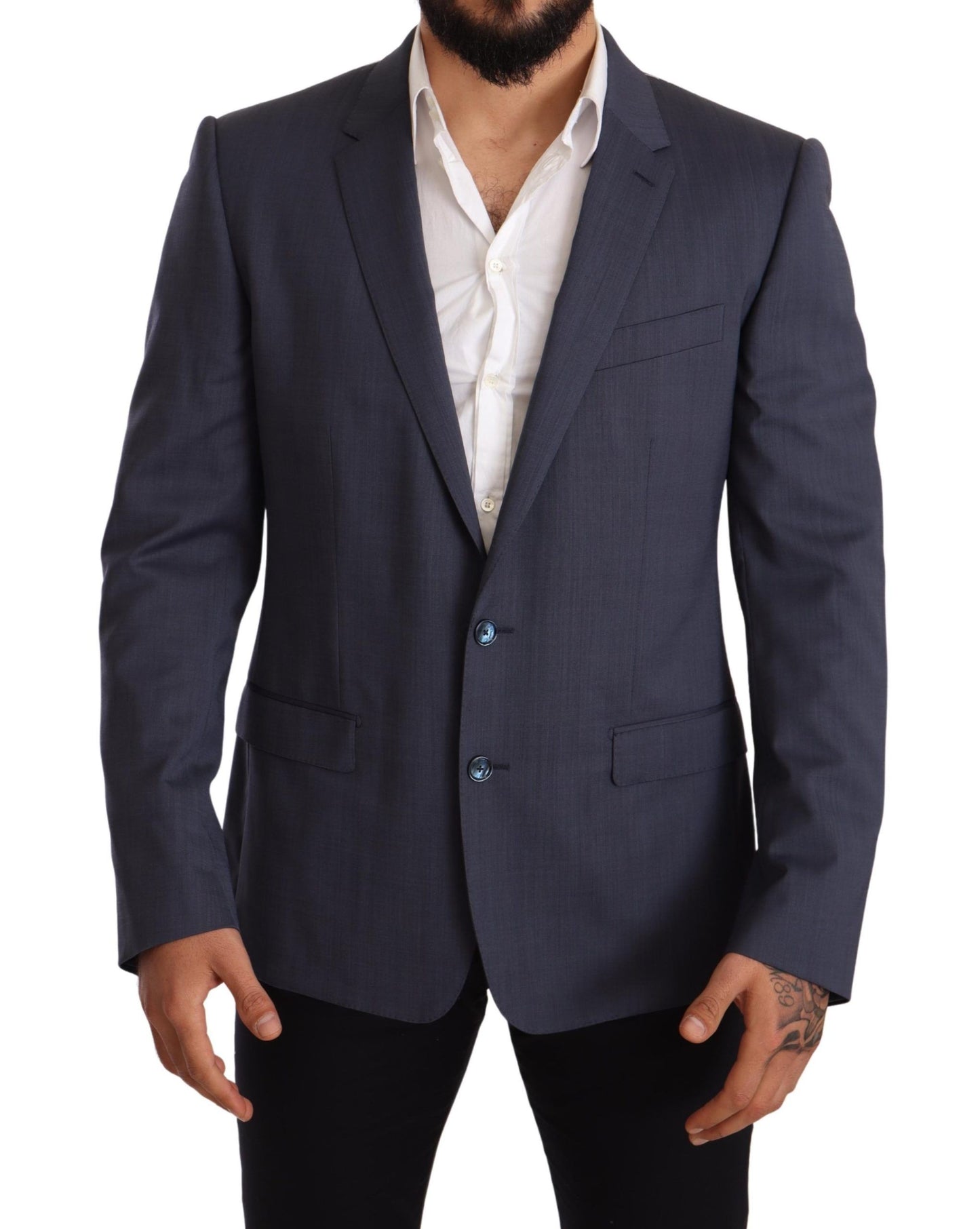 Dolce &amp; Gabbana Elegant Blue Wool Martini Blazer Jacket