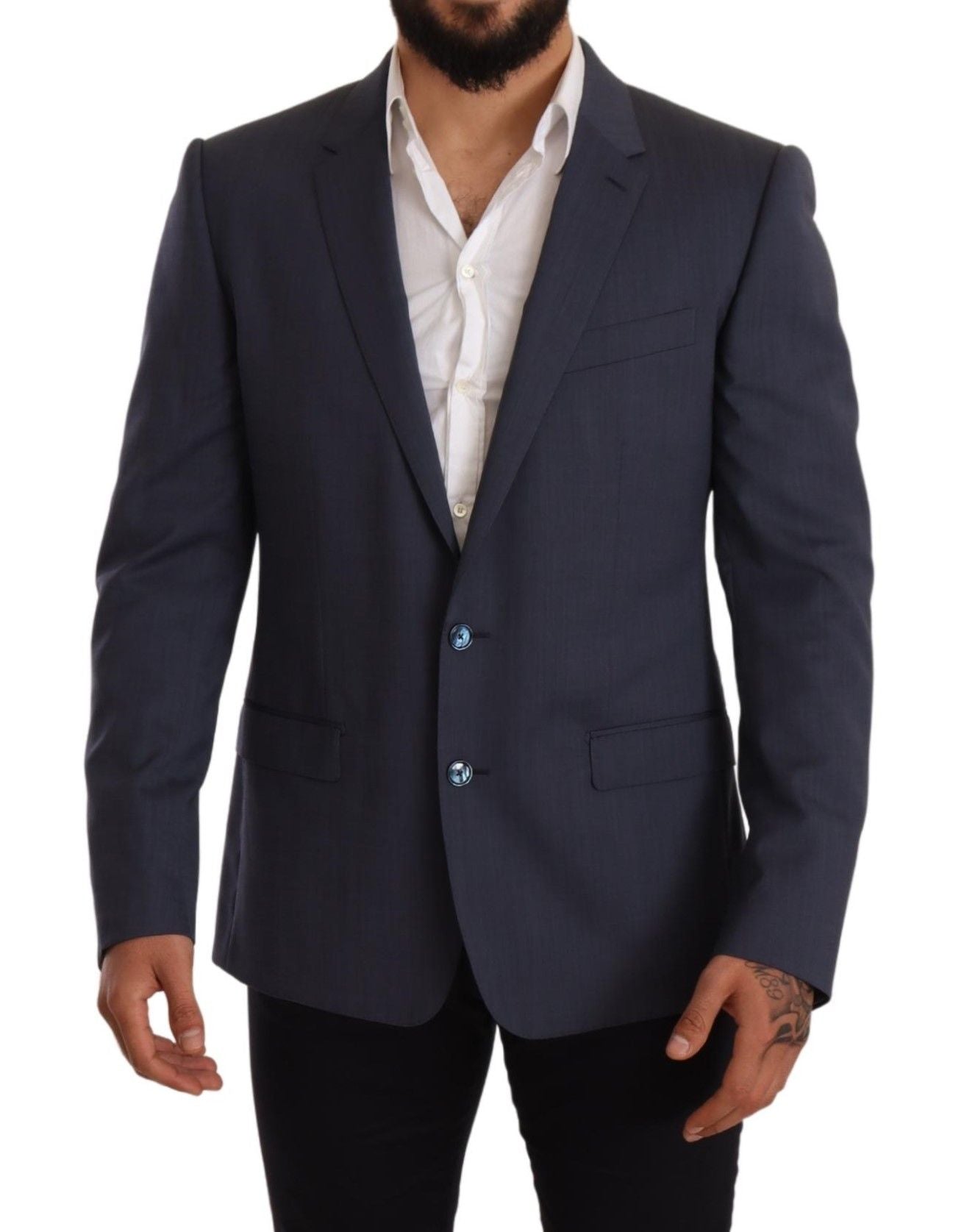 Dolce &amp; Gabbana Elegant Blue Wool Martini Blazer Jacket