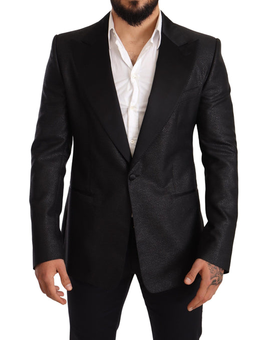 Dolce &amp; Gabbana Elegant Black Metallic Slim Fit Blazer Jacket