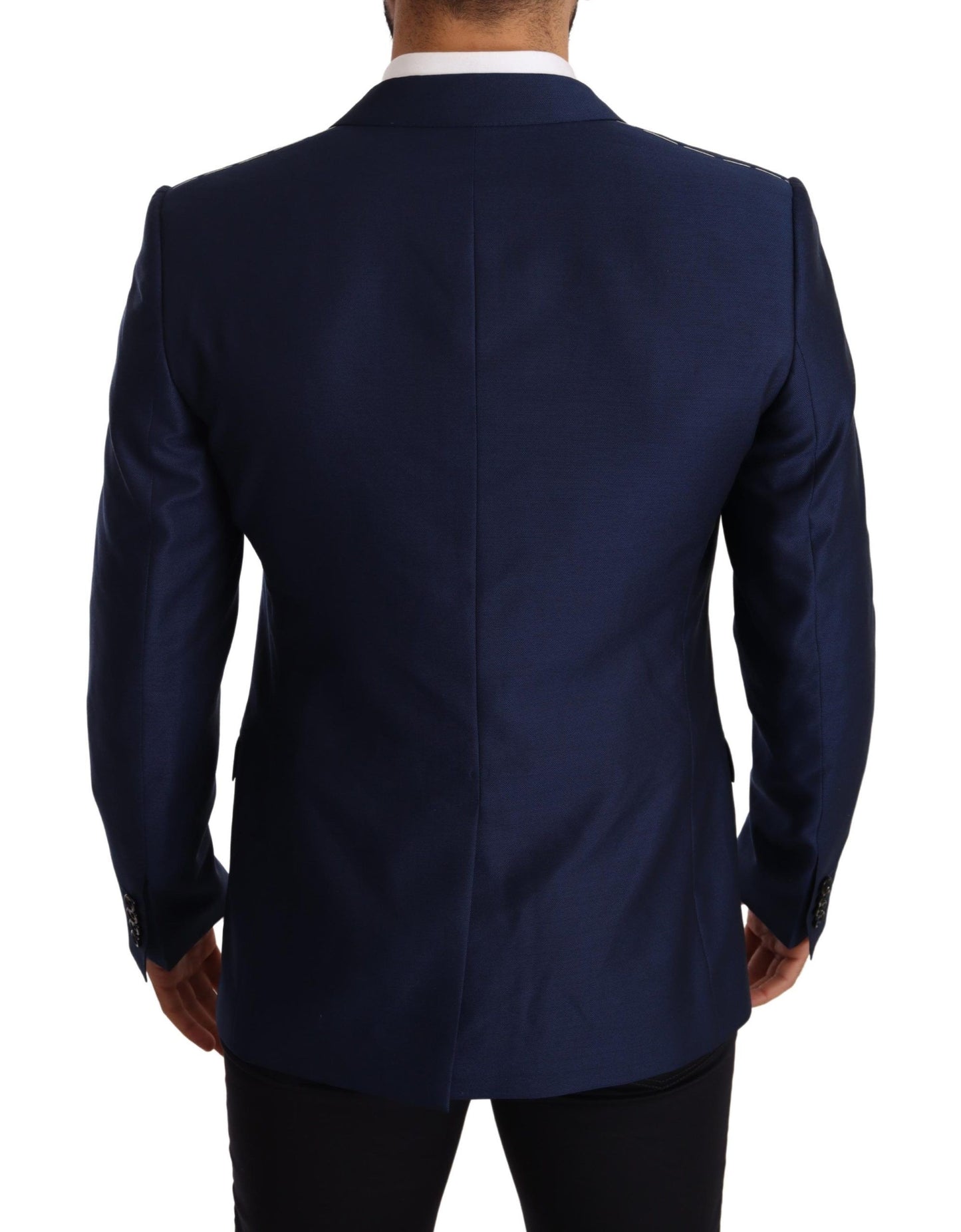 Dolce &amp; Gabbana Elegant Blue Virgin Wool Martini Blazer