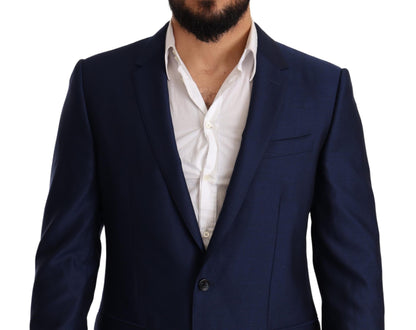 Dolce &amp; Gabbana Elegant Blue Virgin Wool Martini Blazer