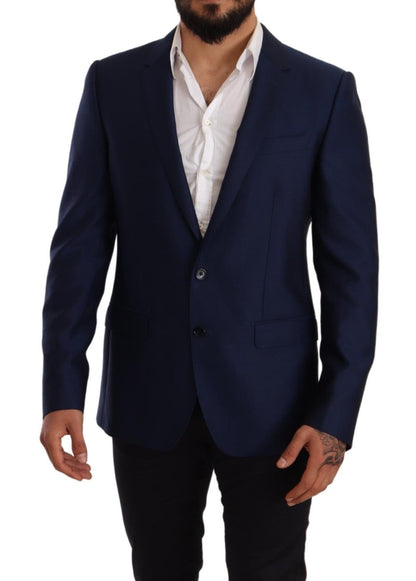 Dolce &amp; Gabbana Elegant Blue Virgin Wool Martini Blazer