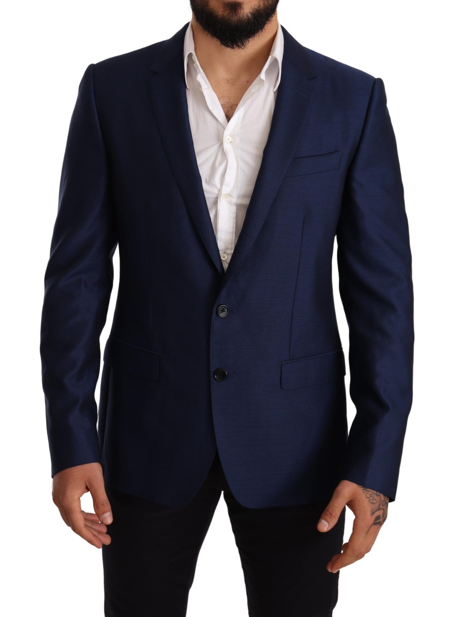 Dolce &amp; Gabbana Elegant Blue Virgin Wool Martini Blazer