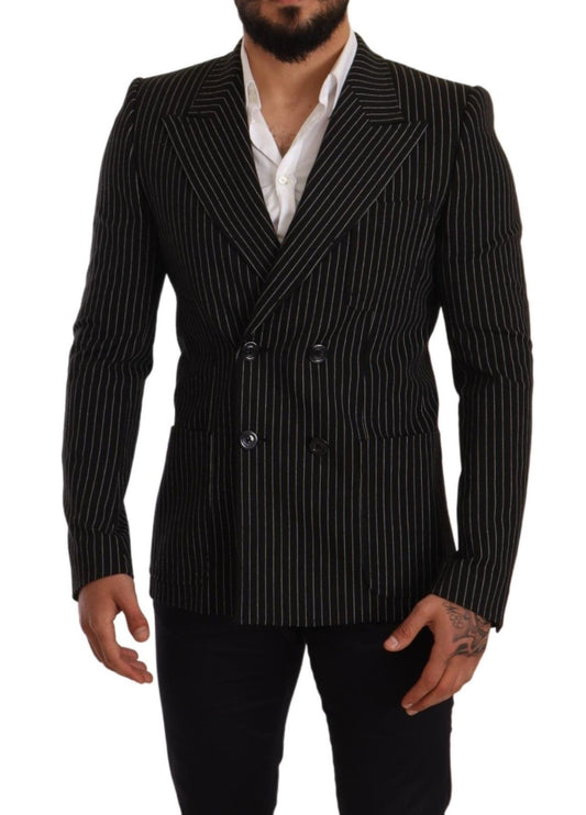 Dolce &amp; Gabbana Elegant Striped Wool Blazer with Silk Lining