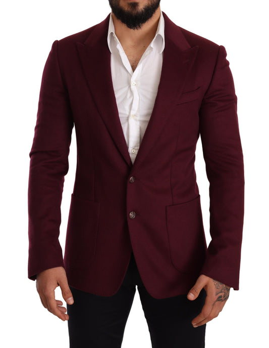 Dolce &amp; Gabbana Elegant Maroon Burgundy Cashmere Blazer