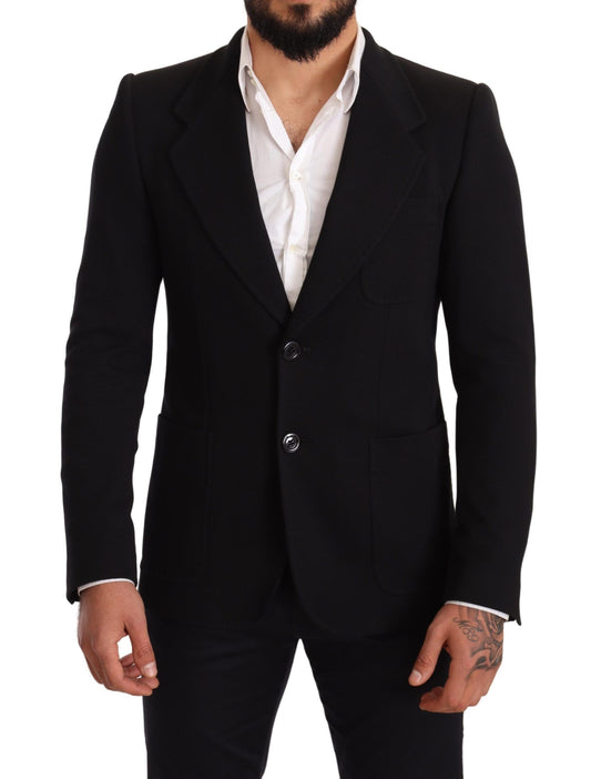 Dolce &amp; Gabbana Elegant Slim Fit Black Cotton Blazer