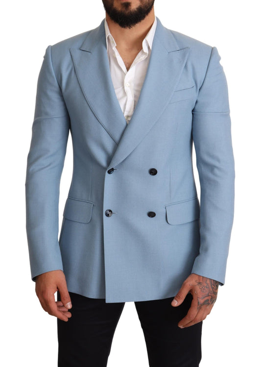 Dolce &amp; Gabbana Elegant Blue Cashmere-Silk Men's Blazer