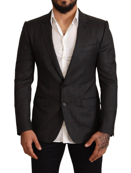 Dolce &amp; Gabbana Elegant Gray Check Martini Blazer