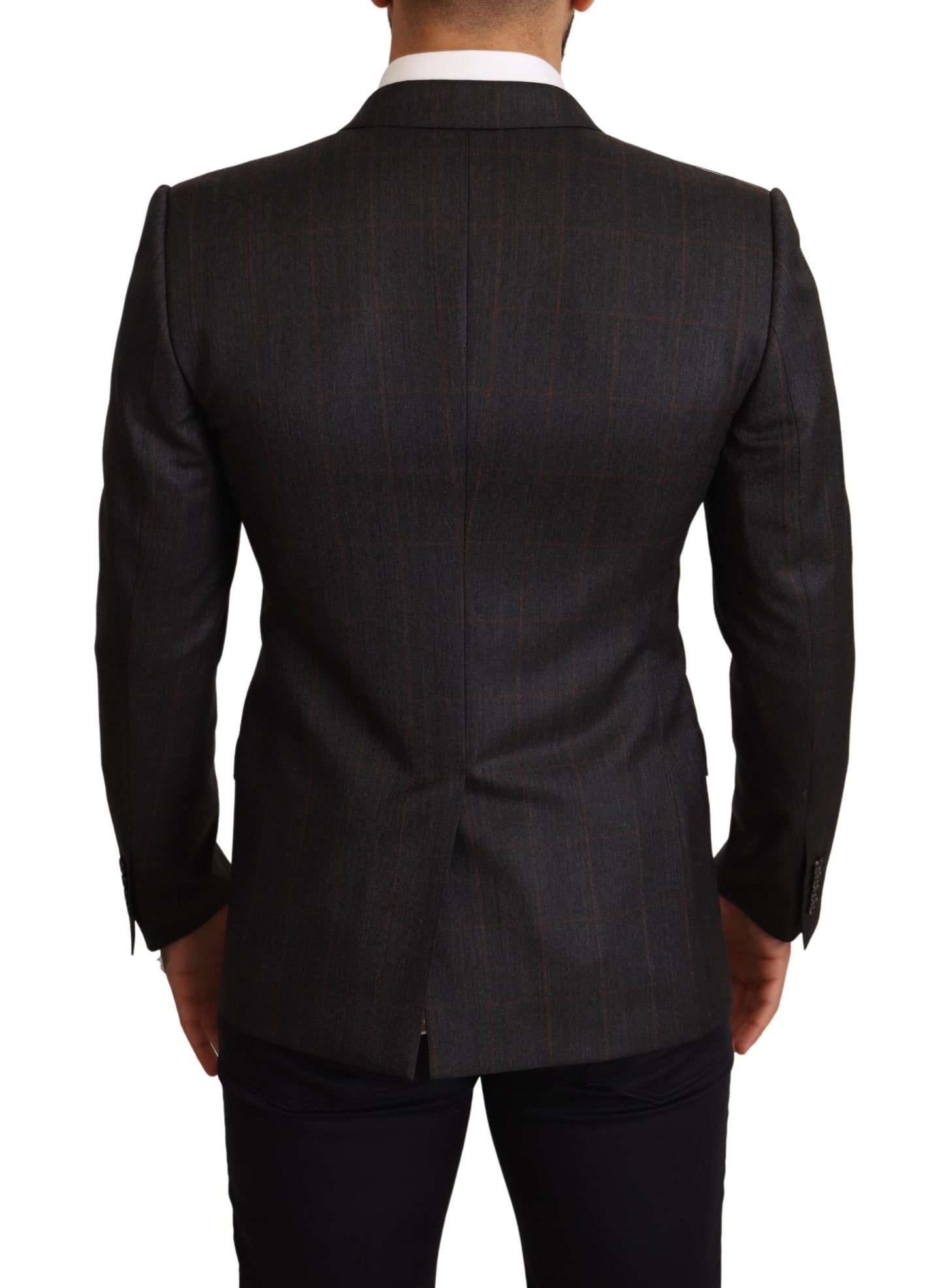 Dolce &amp; Gabbana Elegant Gray Check Martini Blazer