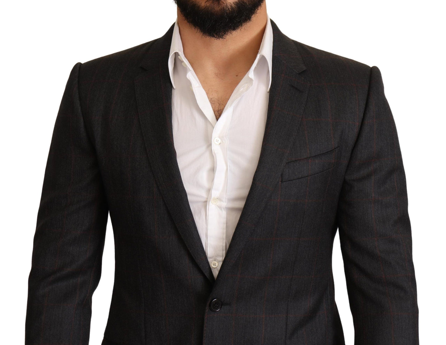 Dolce &amp; Gabbana Elegant Gray Check Martini Blazer