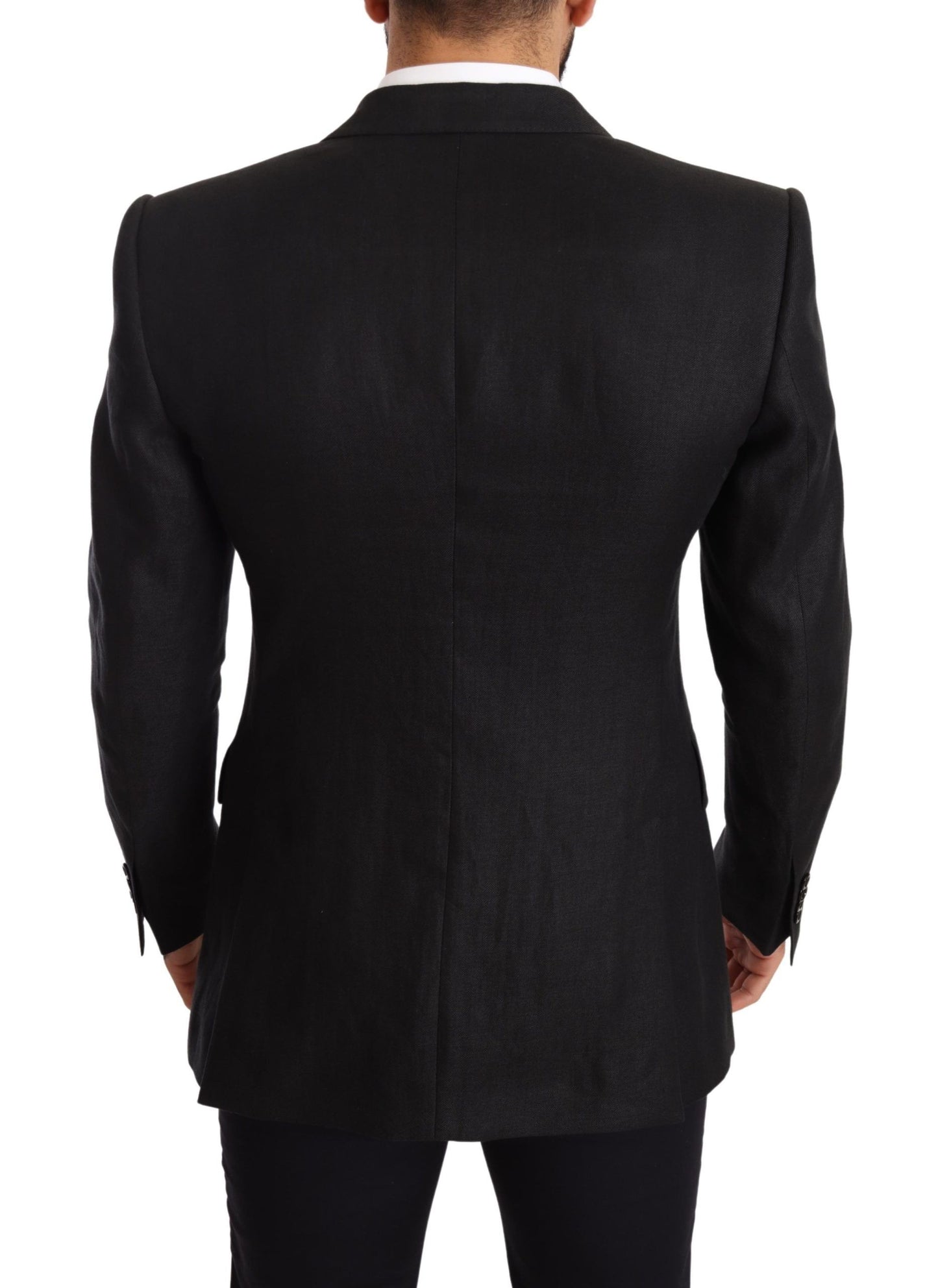 Dolce & Gabbana Elegant Slim Fit Black Linen Blazer