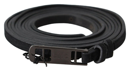 Costume National Elegant Black Leather Adjustable Belt