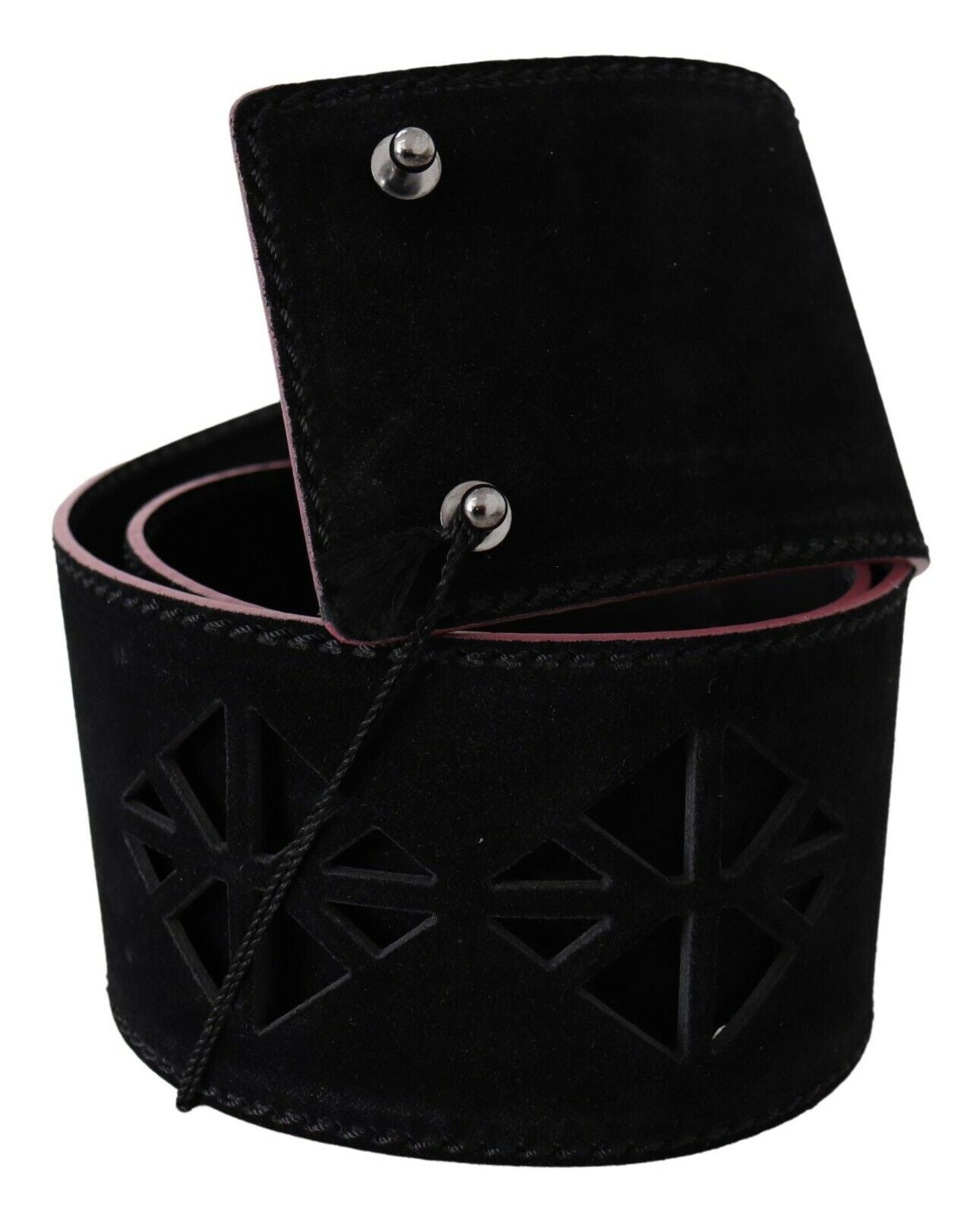 Costume National Elegant Wide Leather Fashion Belt with Metal Accents