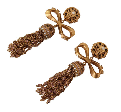 Dolce &amp; Gabbana Elegant Antique Gold Bow Earrings