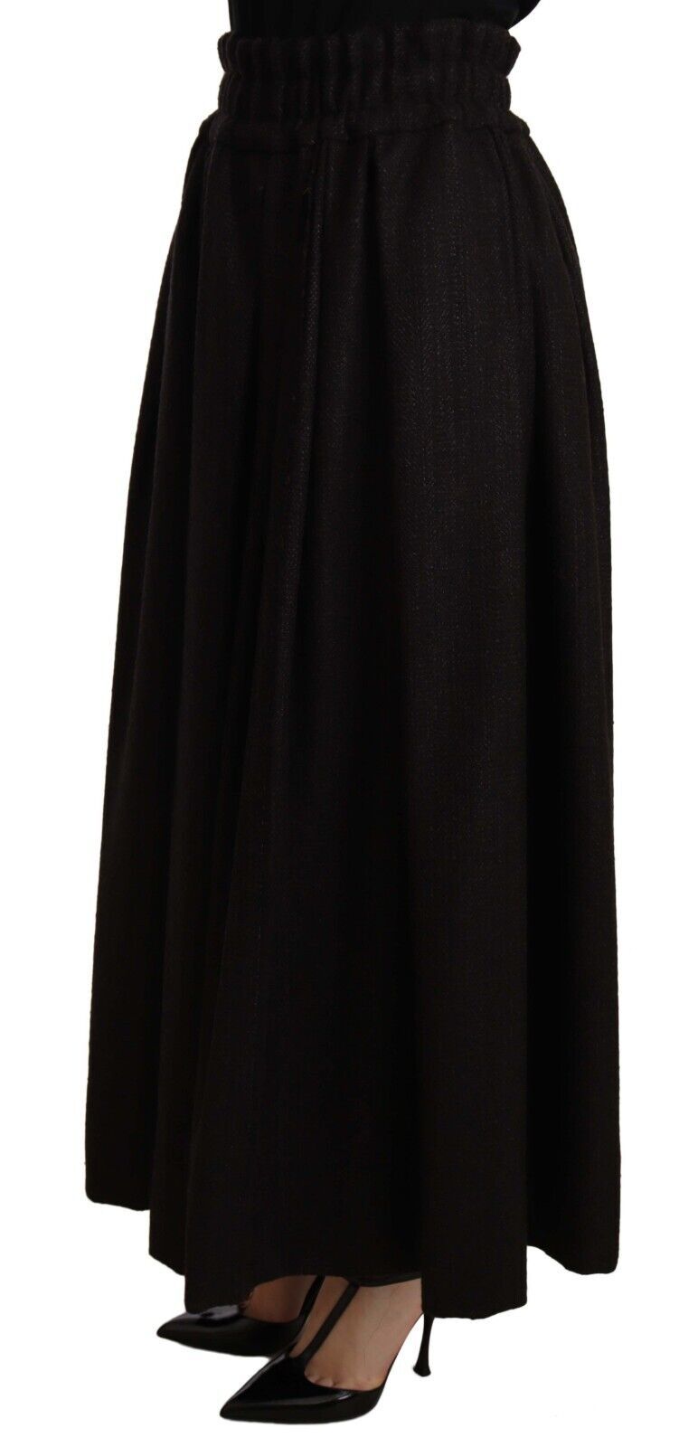 Dolce &amp; Gabbana Elegant High Waist Maxi A-line Wool Skirt