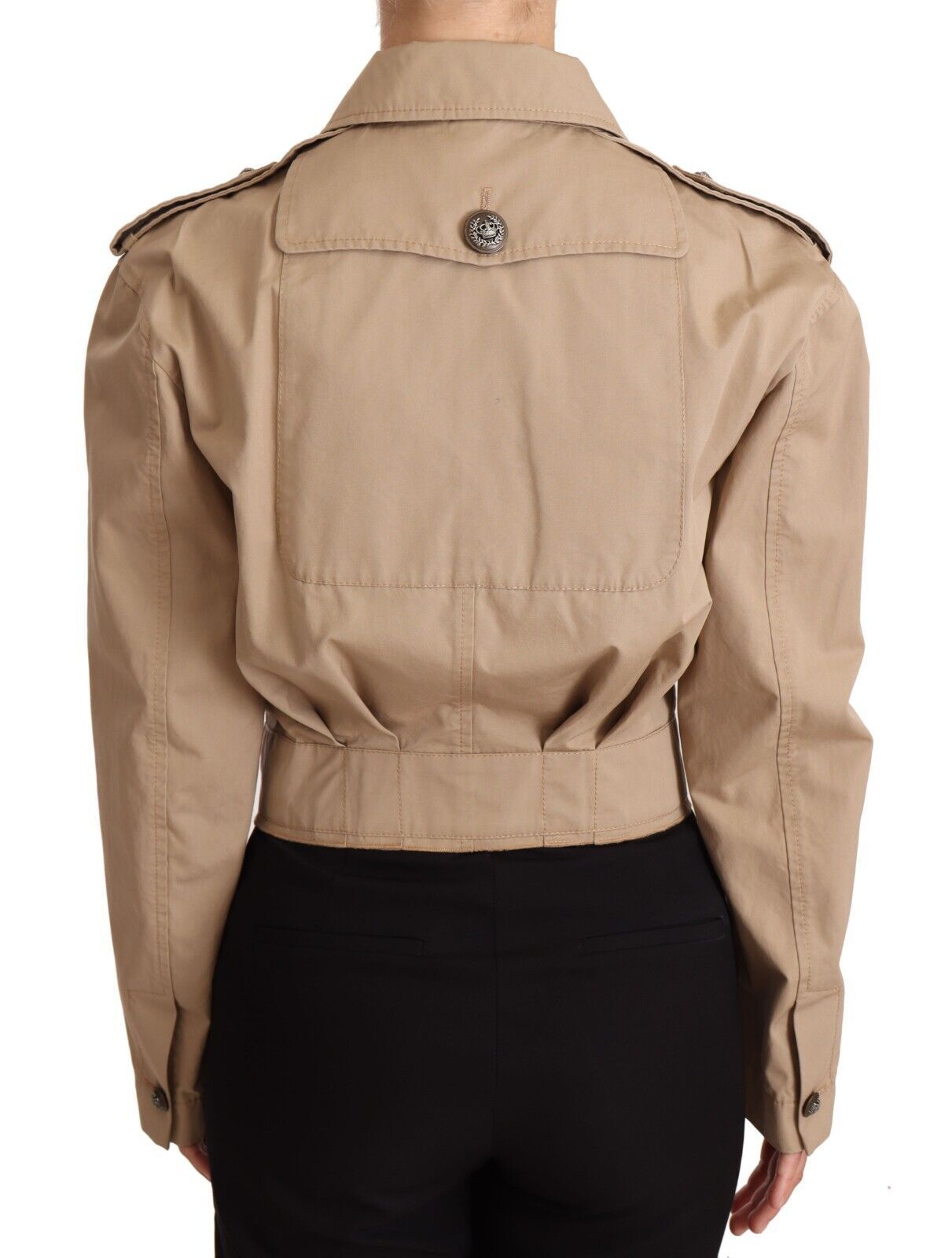 Dolce &amp; Gabbana Beige Cropped Fitted Cotton Coat Jacket