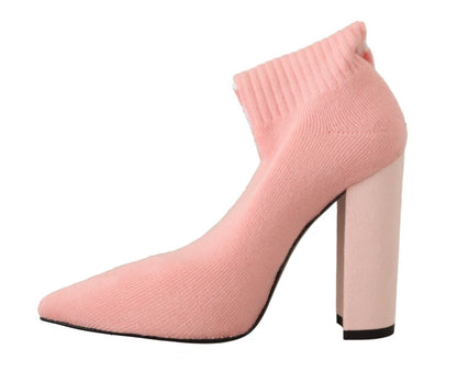 GCDS Chic Pink Suede Ankle Boots with Logo Socks