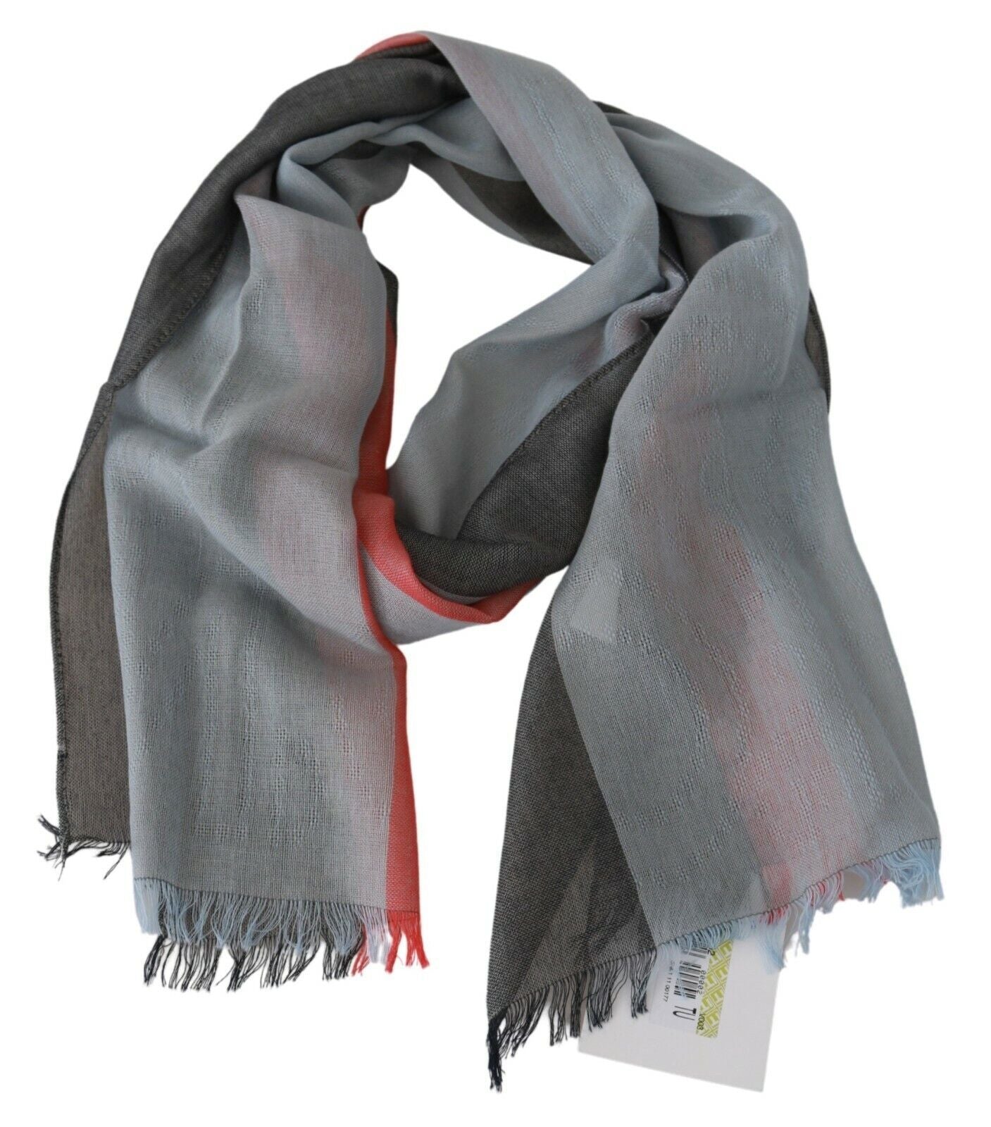 Dolce &amp; Gabbana Gray Fringe Neck Wrap Cotton Scarf