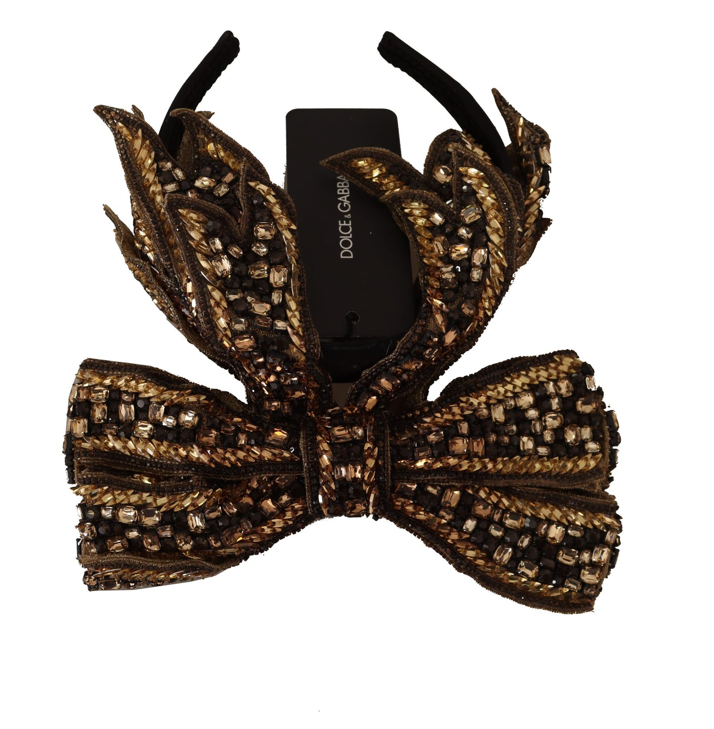 Dolce & Gabbana Elegant Gold Embellished Silk Diadem