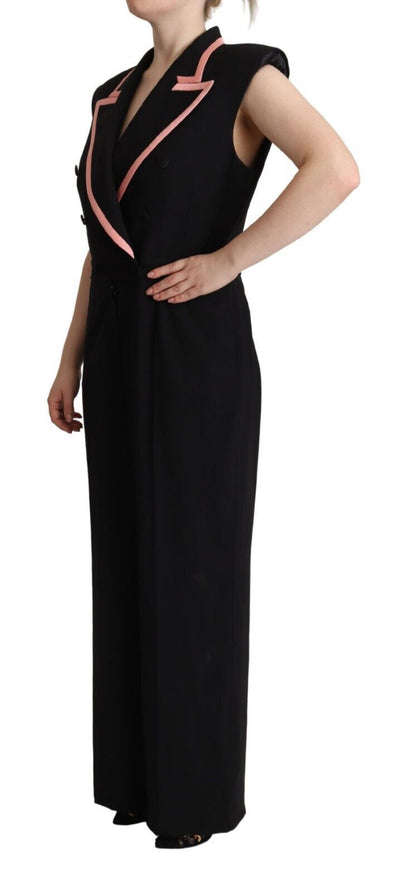 Dolce &amp; Gabbana Black Wool Blend Sleeveless Jumpsuit Dress