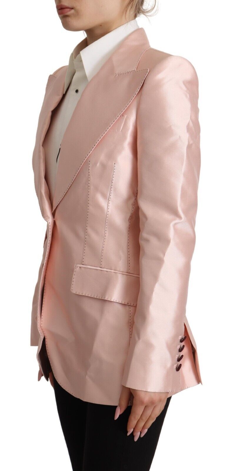 Dolce &amp; Gabbana Elegant Pink Silk Blazer Jacket