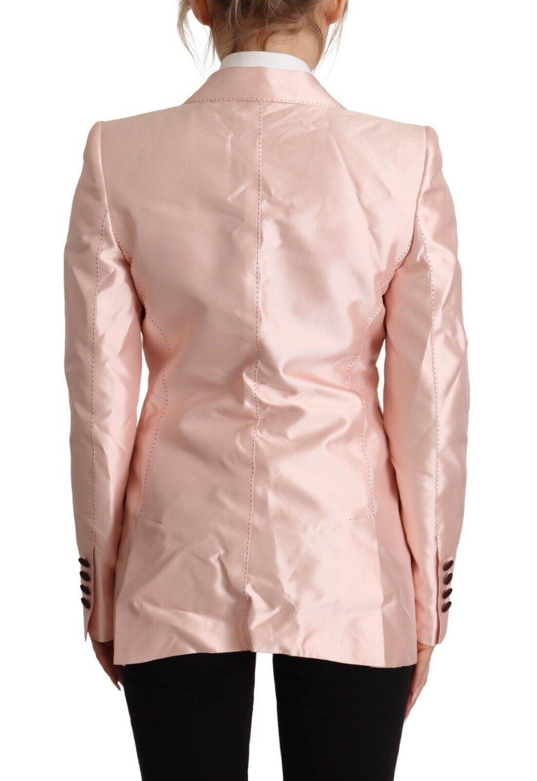 Dolce &amp; Gabbana Elegant Pink Silk Blazer Jacket