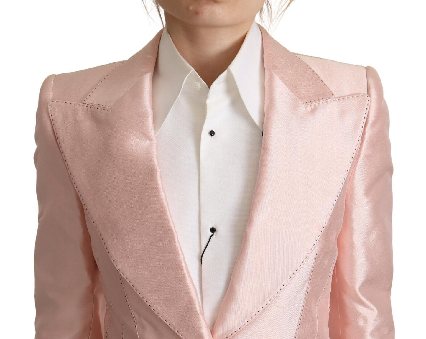 Dolce &amp; Gabbana Elegant Pink Silk Blazer Jacket