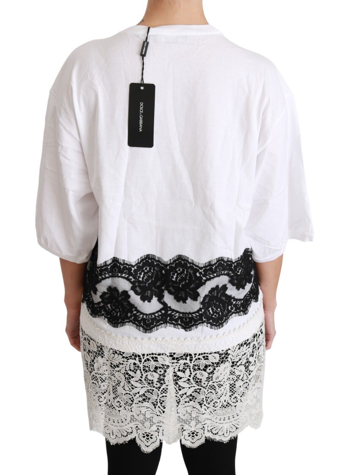 Dolce &amp; Gabbana White Fashion Sinner Cotton Lace T-shirt Top