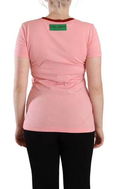 Dolce &amp; Gabbana Chic Pink Logo Crew Neck Tee