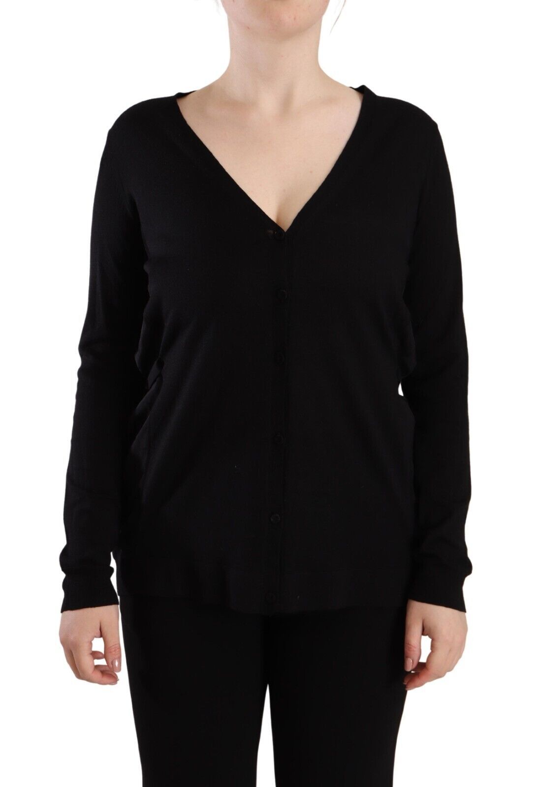 Dolce &amp; Gabbana Elegant Black V-Neck Wool Pullover