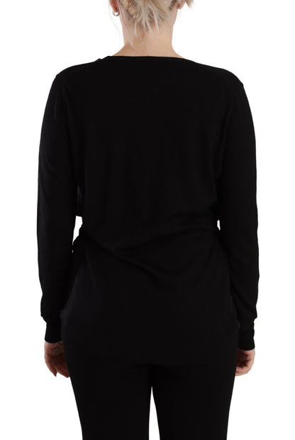 Dolce &amp; Gabbana Elegant Black V-Neck Wool Pullover