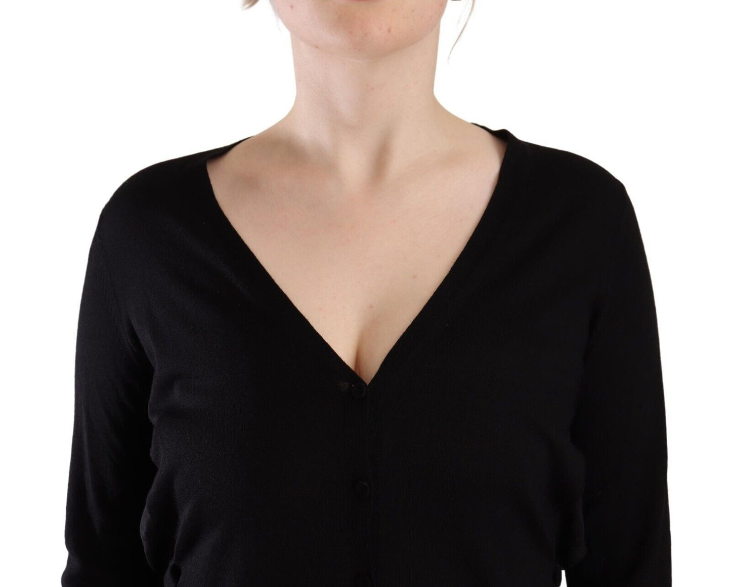 Dolce &amp; Gabbana Elegant Black V-Neck Wool Pullover