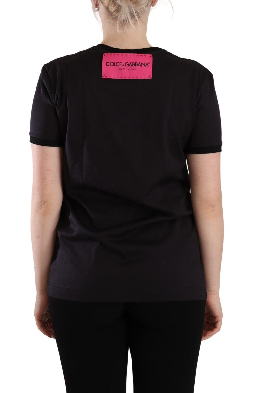 Dolce &amp; Gabbana Chic Black Crew Neck Logo Tee