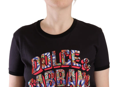 Dolce &amp; Gabbana Chic Black Crew Neck Logo Tee