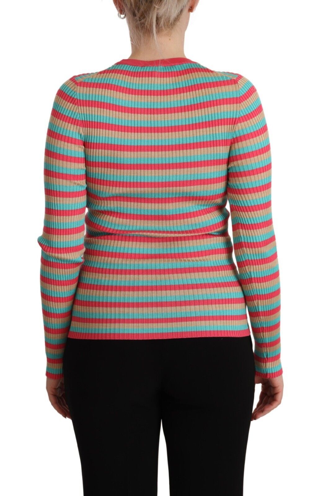 Dolce &amp; Gabbana Elegant Striped Silk Crew Neck Pullover