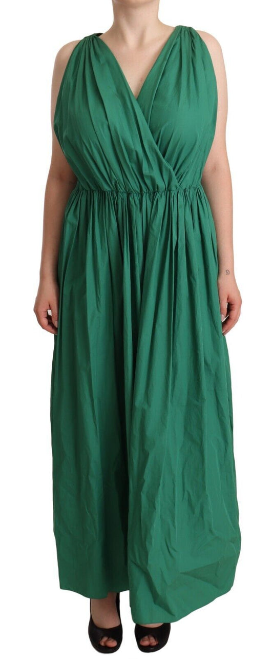 Dolce &amp; Gabbana Elegant Deep Green Sleeveless A-Line Dress